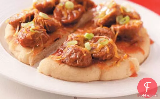 Grilled BBQ Meatball Pizzas