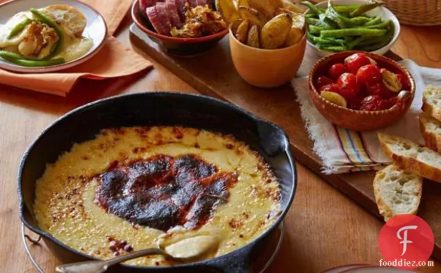 Queso Fundido with Charred Poblanos and Sides