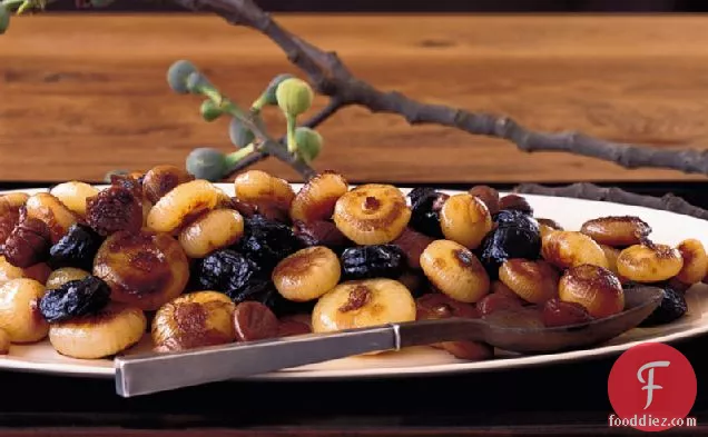 Caramelized Onions with Chestnuts and Prunes