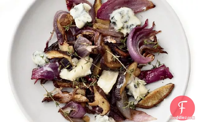 Gorgonzola-Roasted Mushrooms and Onions