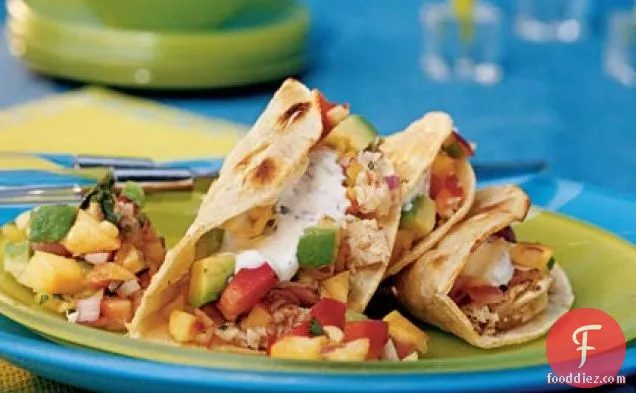 Cumin-spiced Mahi Mahi Tacos with Nectarine-Avocado Salsa