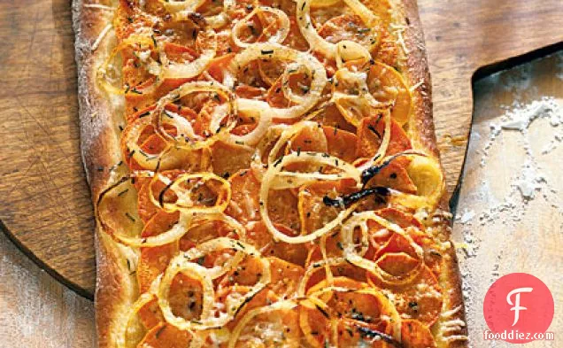 Sweet Potato Pizza with Onion and Rosemary