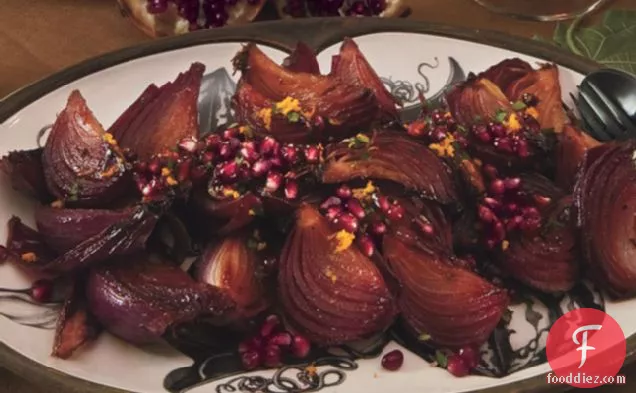 Roasted Red Onions With Pomegranate, Orange, And Parsley Gremolata