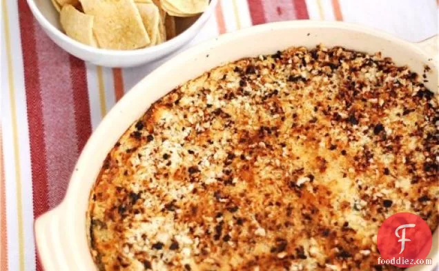 Caramelized Onion & Spinach Dip With Spicy Panko Crust