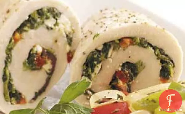 पालक-फ़ेटा चिकन रोल्स