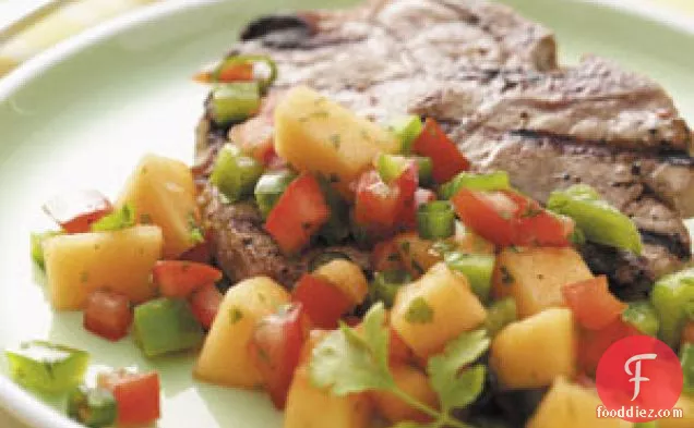Grilled Pork Chops with Cilantro Salsa
