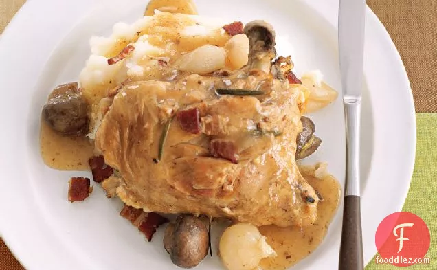Slow-Cooker : Chicken with Bacon, Mushrooms, and Onions