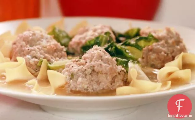 Veal Dumplings with Escarole in Broth