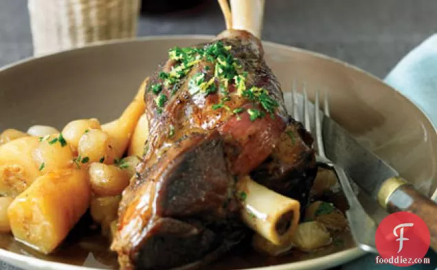 Lamb Shanks and Parsnips with Sherry-Onion Sauce