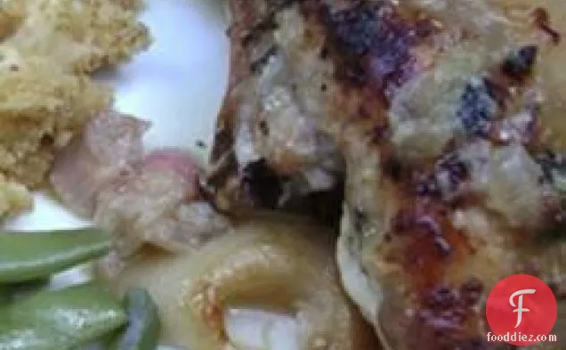 Bone-in Pork Roast with Apple-Rhubarb Glaze