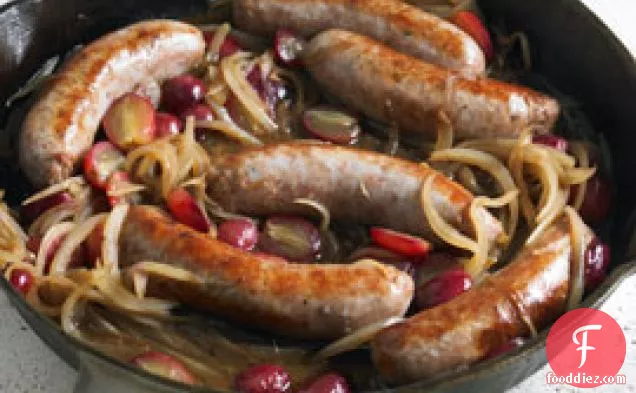 Sautéed Sausages With Grapes And Balsamic Glazed Onions