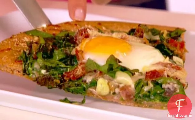 Egg, Ham and Spinach Pizza