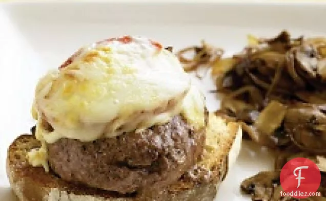 Open-faced Cheeseburgers With Mushrooms And Onions