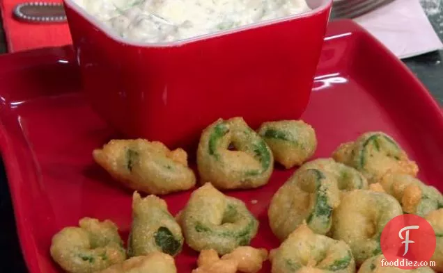 Jalapeno Bottle Caps with Blue Cheese Dip