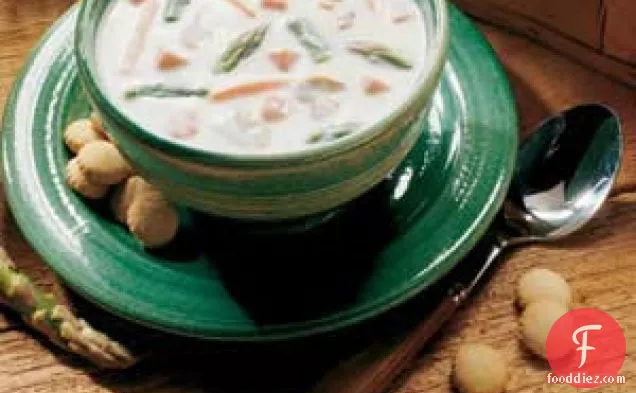 मलाईदार हैम और शतावरी सूप