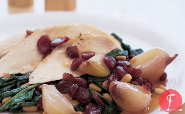 Roast Chicken with Shallots and Dried Cranberries
