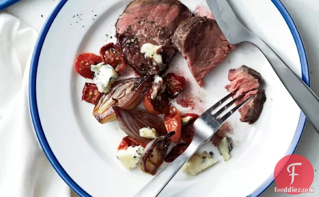 Beef Tenderloin with Tomatoes, Shallots and Maytag Blue