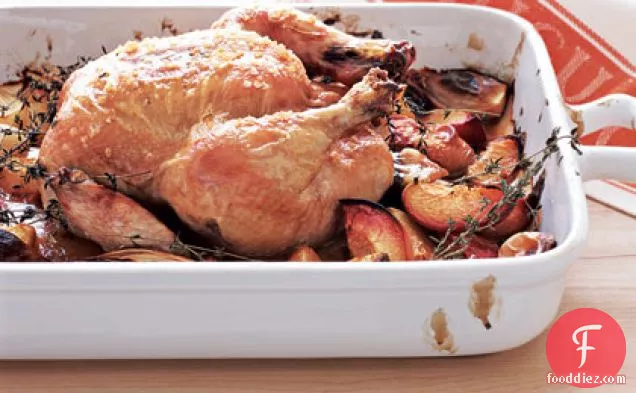 Roast Chicken with Balsamic Peaches