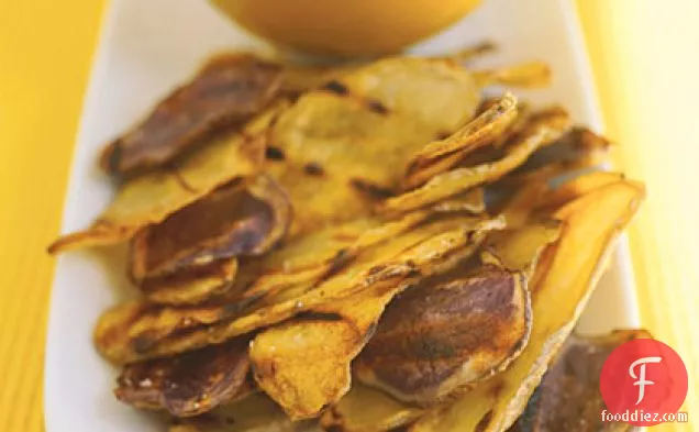 Grilled Potato Chips With Chive Dip