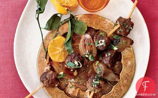Ground Lamb and Shallot Kebabs with Pomegranate Molasses