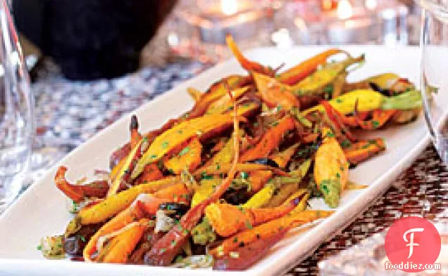 Roasted Carrots & Shallots With Oil-cured Olives & Gremolata