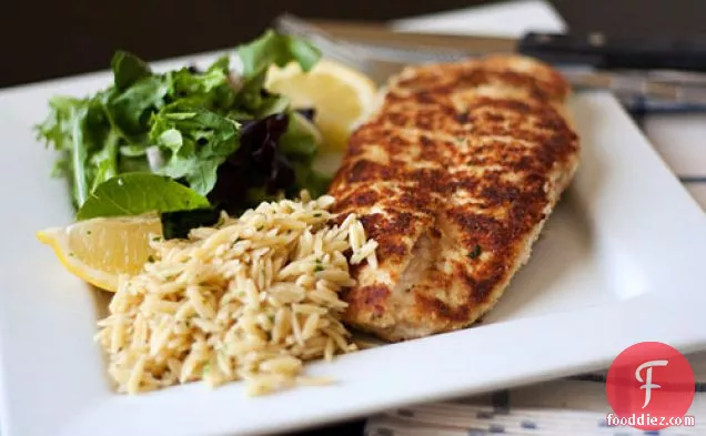 Chicken Milanese With Spring Greens & Parmesan Browned-butter Orzo