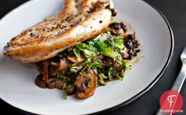 Chicken Breasts With Mushrooms And Wilted Frisée