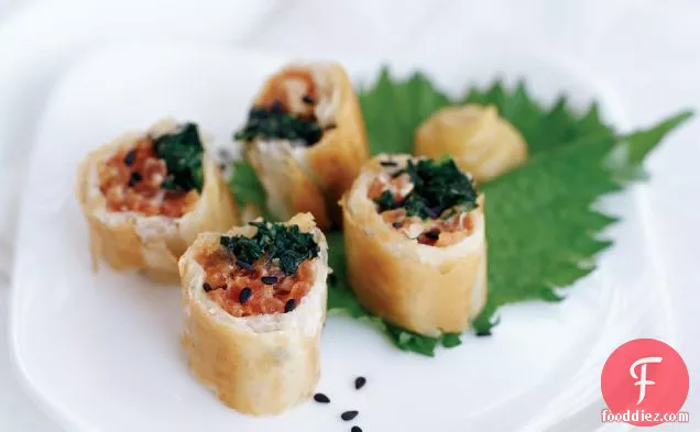 Tuna Rolls with Roasted Shallot-Wasabi Sauce