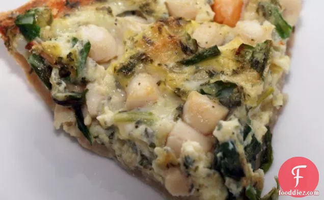 Ramps & Bay Scallop Quiche With A Gruyère Crust