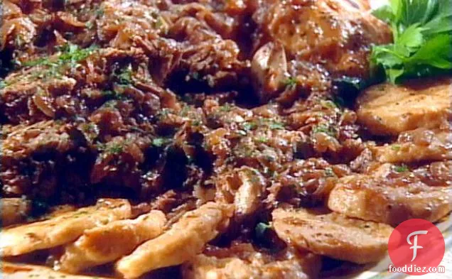 Red-Wine Braised Beef Brisket with Horseradish Sauce and Aunt Rifka's Flying Disks