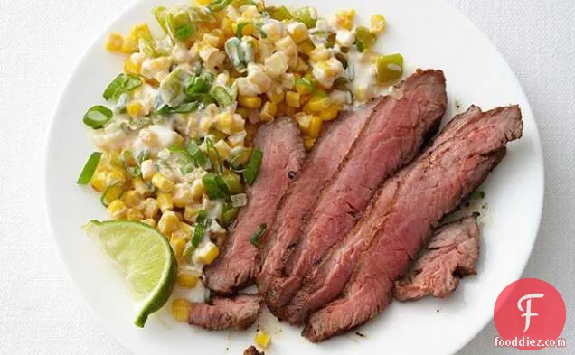 Chile-Rubbed Steak with Creamed Corn