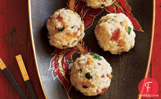 Sticky Rice Balls with Sausage and Dried Shrimp