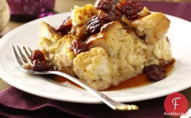 White Chocolate Bread Pudding with Tart Cherry Sauce