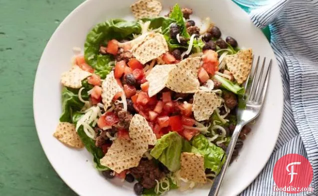 Beef Taco Salad with Chunky Tomato Dressing