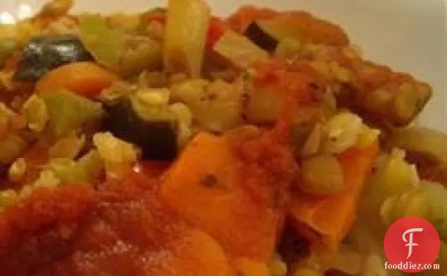 Lentil Rice and Veggie Bake