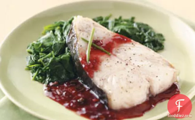 Broiled Halibut Steaks with Raspberry Sauce