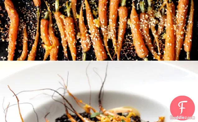 मधुर मिसो ड्रेसिंग के साथ अदरक-भुना हुआ गाजर