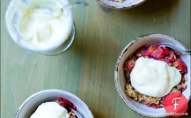 Rhubarb And Strawberry Crisp With Ginger