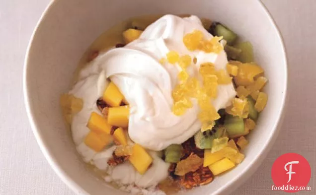 Yogurt With Granola, Tropical Fruit, And Crystallized Ginger