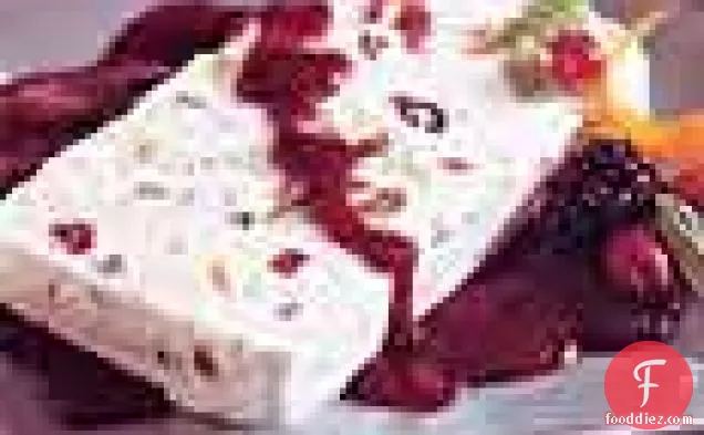 Ginger, Fig, and Cranberry Semifreddo with Blackberry Sauce