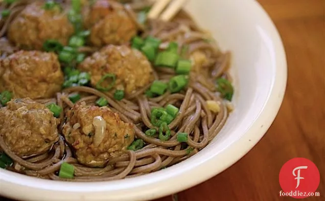 Bgsk Soba Noodles With Ginger Chicken Meatballs