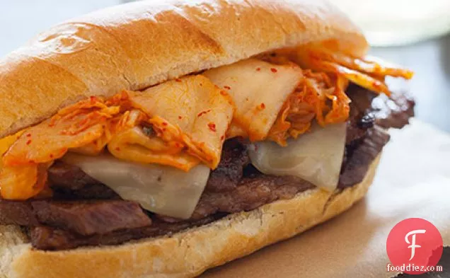 Kimchi Philly Cheesesteak Sandwich