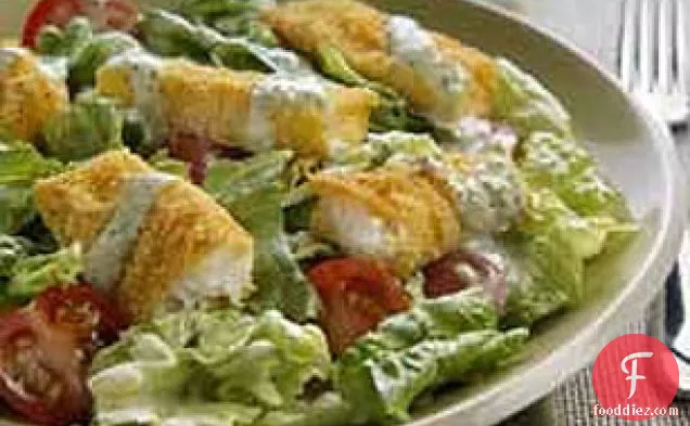 Crispy Fish Fingers with Jalapeno Ranch Salad