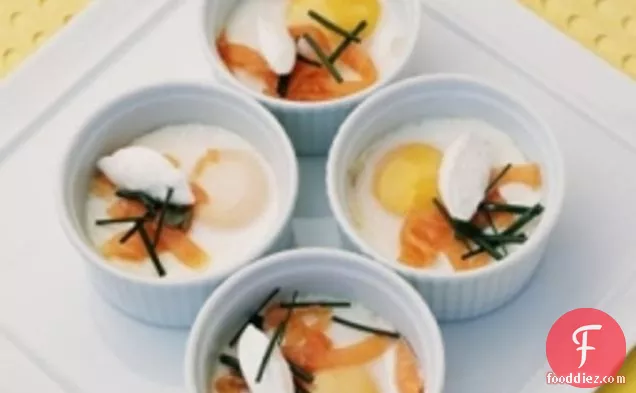 Eggs En Cocotte With Smoked Salmon And Horseradish Cream