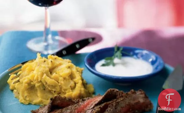 Marinated Flank Steak with Horseradish Raita