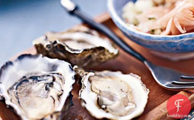 Oysters on the Half Shell with Pickled-ginger Salsa