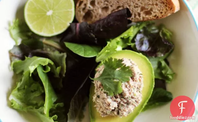 Cilantro-lime Sardine Salad In Avocado Halves Recipes From Th