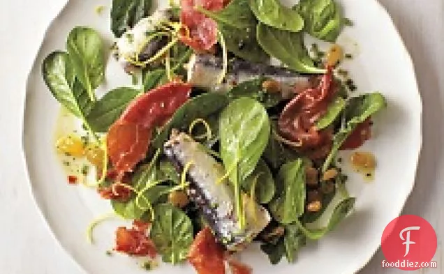 Spinach Salad With Sardines And Crispy Prosciutto