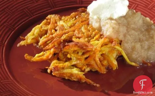 Yam And Parsnip Fritters With Spiced Applesauce