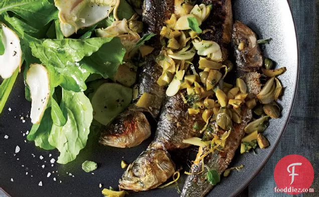 Roasted Sardines with Olives, Capers and Parsley